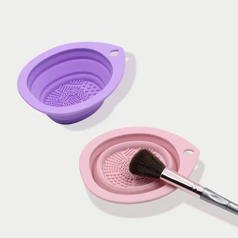 Silicone Makeup Brush Cleaner Folding Powder Puff Cleaning Bowl